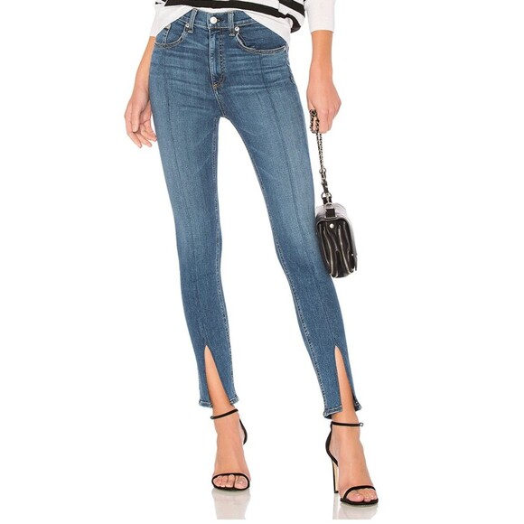 Rag & Bone Jeans 32 Yuki High Waist Skinny Medium Wash Slit Hem High Rise $225 - Picture 12 of 12